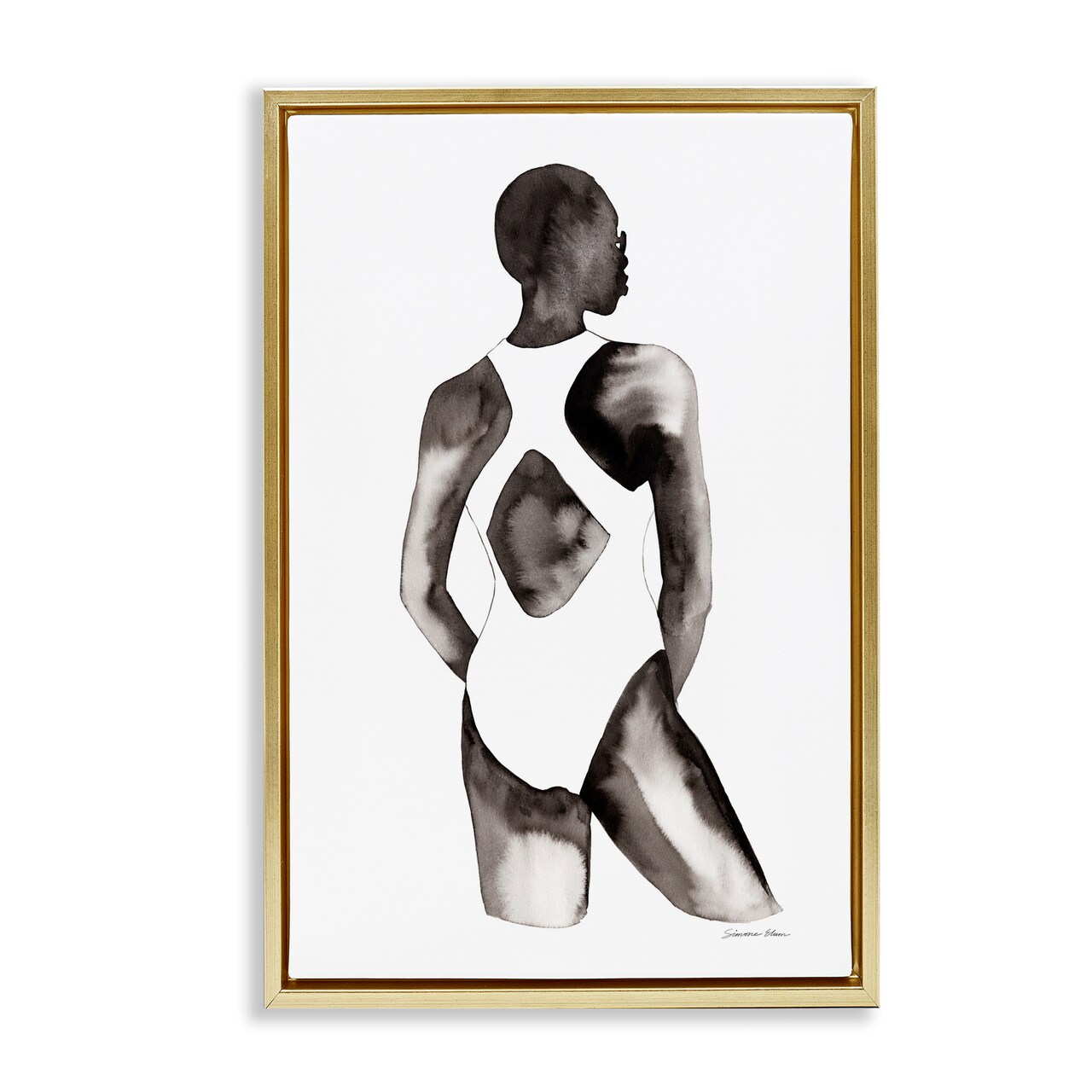 Stupell Industries Beach Day Swimsuit Silhouette Floating Frame, design by Simone Elum